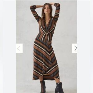 Maeve Striped Maxi Dress - Brown, Black, Cream
